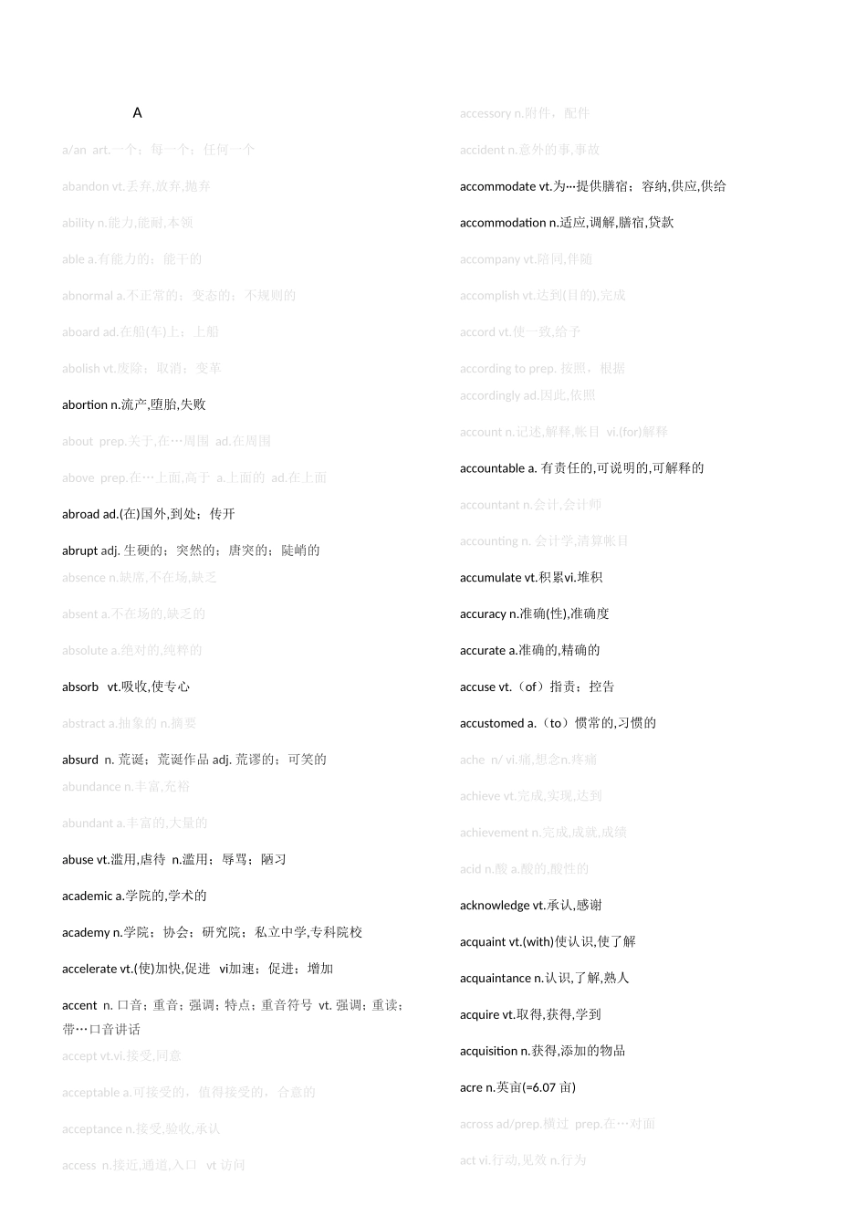 同等学力研究生考试英语第六版大纲词汇表_第1页