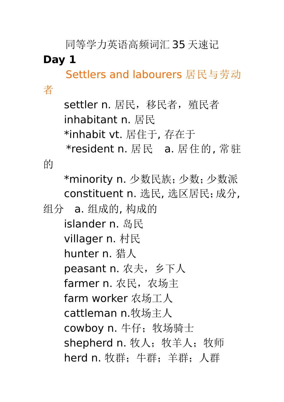 同等学力英语高频词汇35天速记_第1页