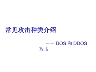 常见的攻击技术介绍DDoS攻击