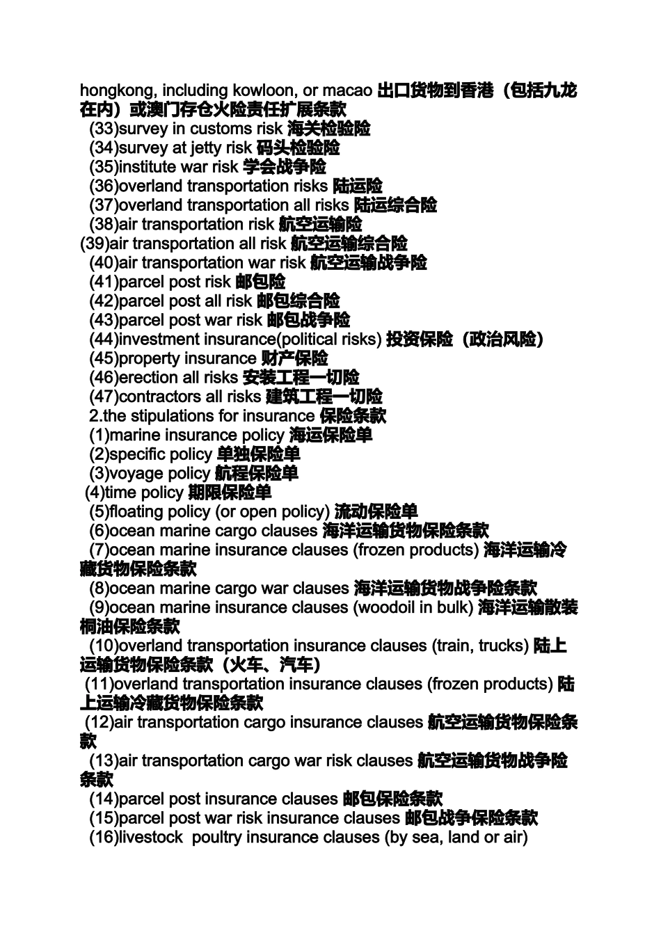 合同范本之保险合同英文版_第2页