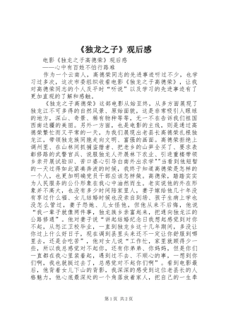 独龙之子观后感