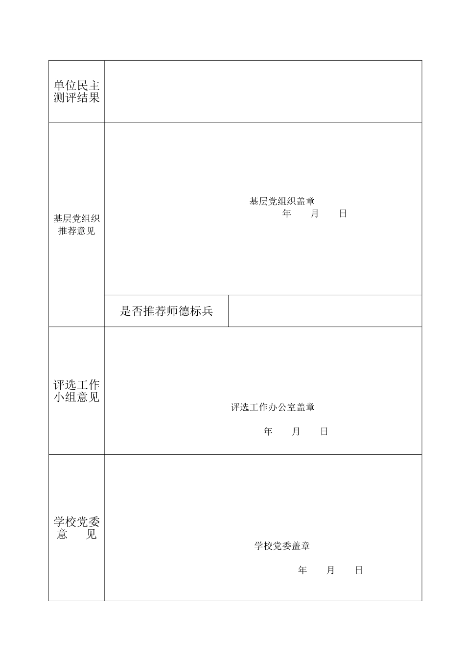 吉林大学师德先进个人评选推荐表_第2页