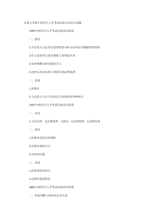 吉林大学硕士研究生入学考试民商方向历年试题