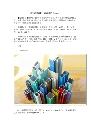 同为断桥铝窗-价格差别为何如此大