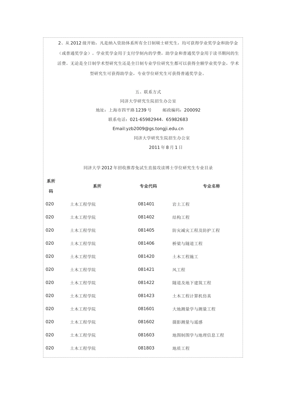 同济大学2012年推荐免试研究生_第3页