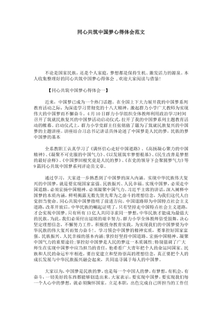 同心共筑中国梦心得体会范文-心得体会模板