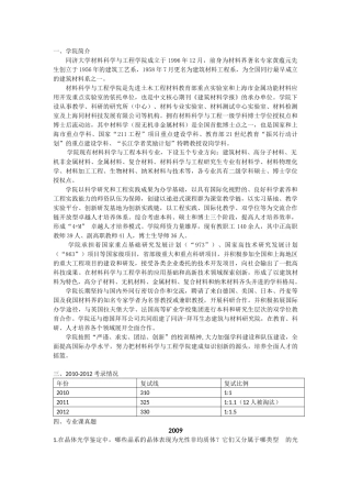 同济大学材料科学与工程学院考研资料、经验及建议分享
