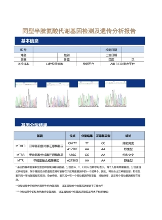 同型半胱氨酸代谢基因检测报告(模板)