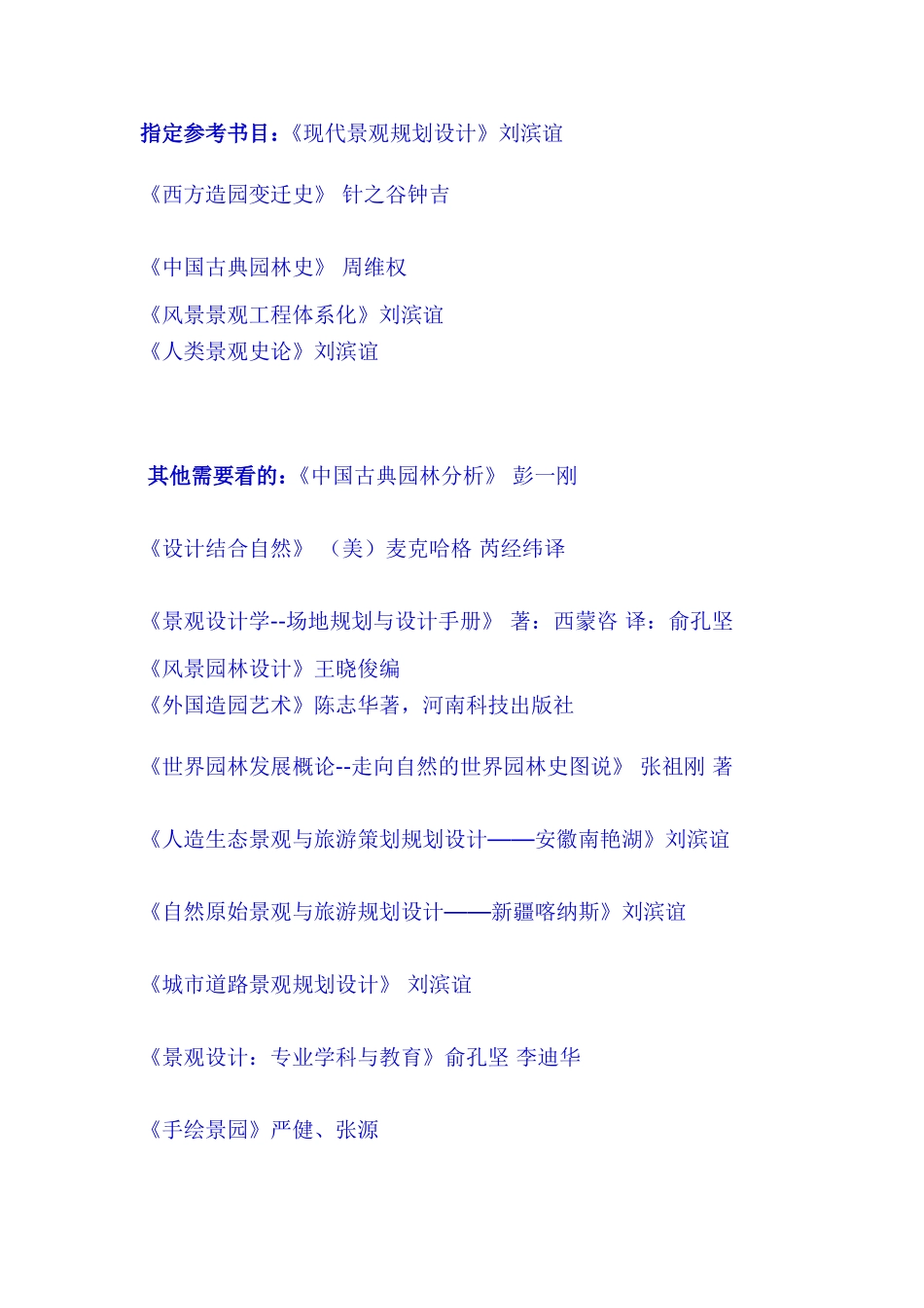同济大学景观考研指定参考书目_第1页
