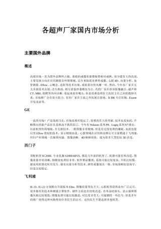各超声厂家国内市场分析
