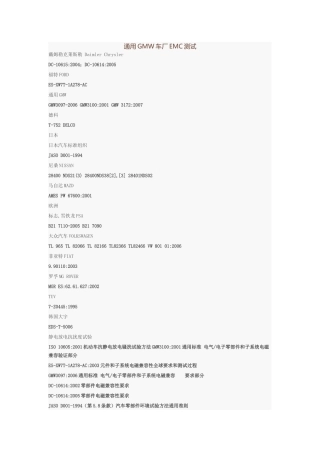 各车厂EMC测试方法汇总