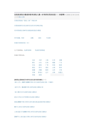 各院校录取分数线和报考录取人数