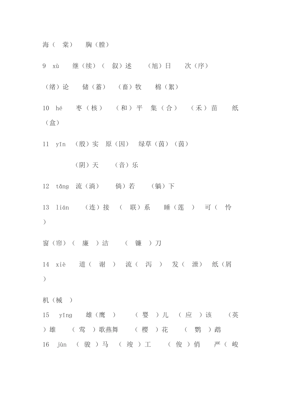 同音字辨析(有答案)_第2页