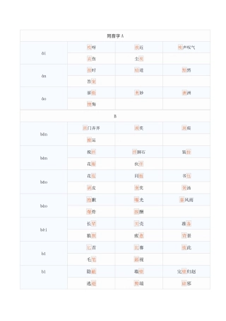 同音字汇总大全