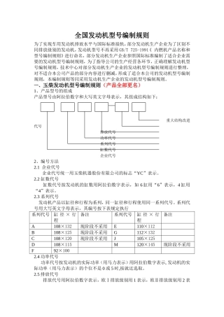 各厂家发动机型号编制规则大全汇总
