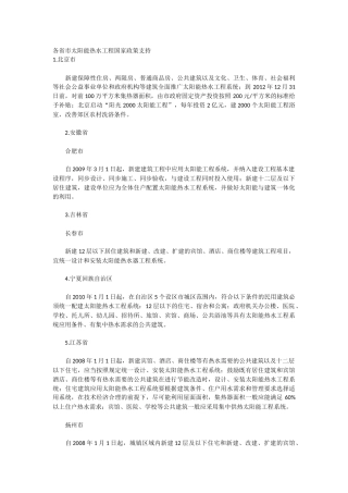 各省市太阳能热水工程优惠政策