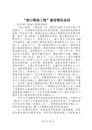 放心粮油工程建设情况总结