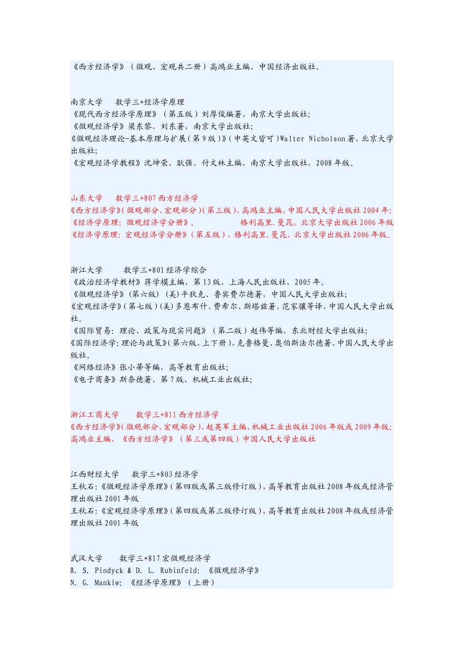 各大高校经济学考研指定教材_第3页