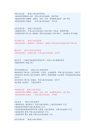 各大高校经济学考研指定教材