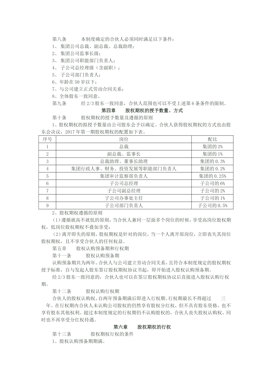 合伙人股权期权激励制度_第2页