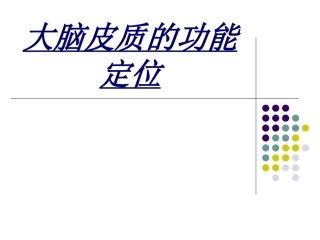 大脑皮质的功能定位讲义