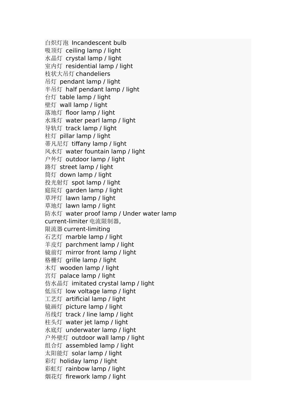 各种灯具英文翻译_第3页