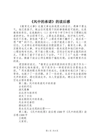 风中的承诺的读后感