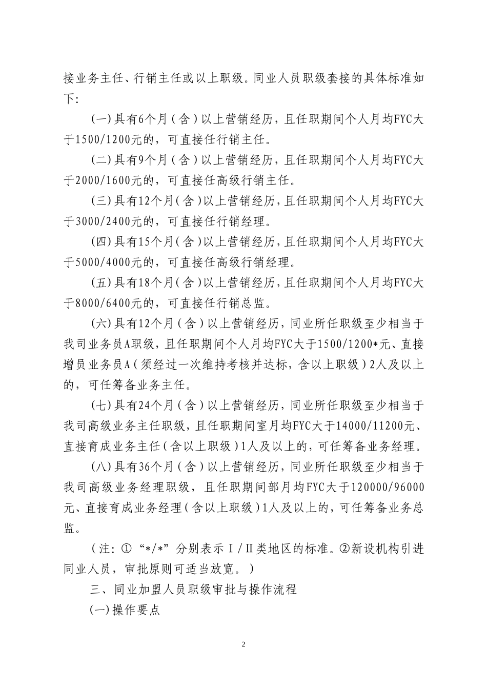 同业加盟寿险营销业务人员职级套接办法_第2页