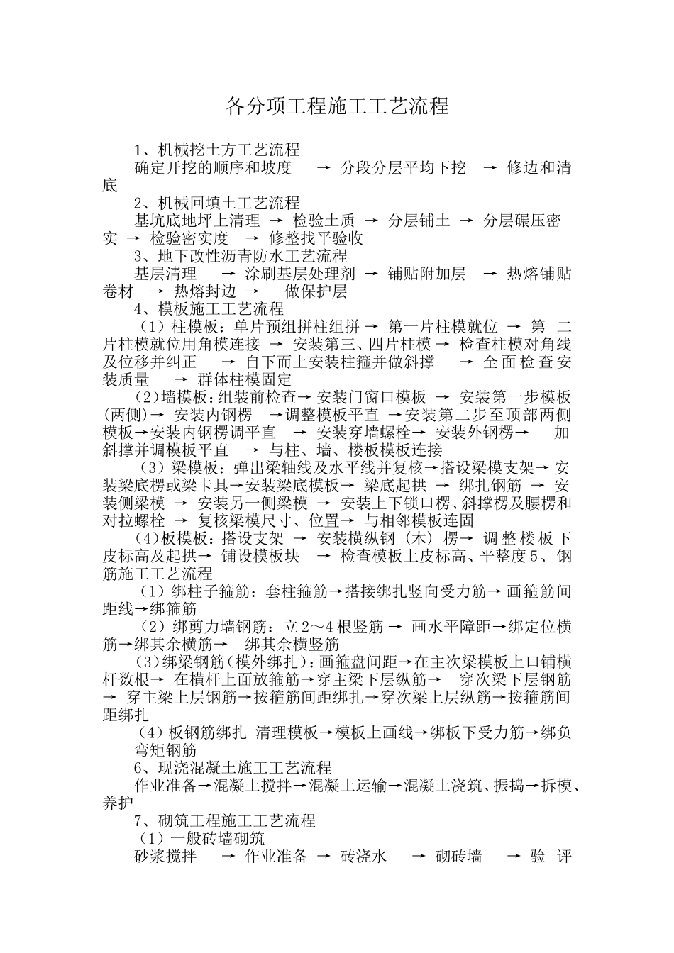 各分项工程施工工艺流程_第1页