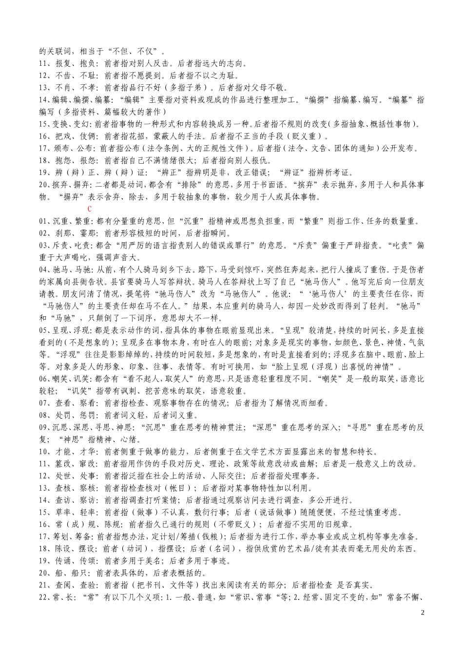 同义词辨析归类290个_第2页