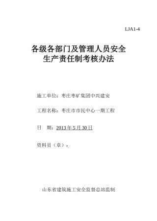各级各部门及管理人员安全生产责任制考核办法(同名1685)