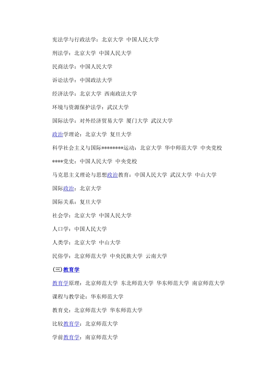 各个专业的全国顶尖高校排名情况统计名单_第2页