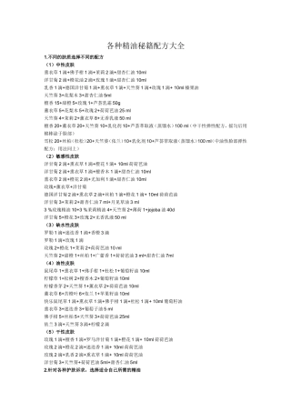 各种精油秘籍配方大全