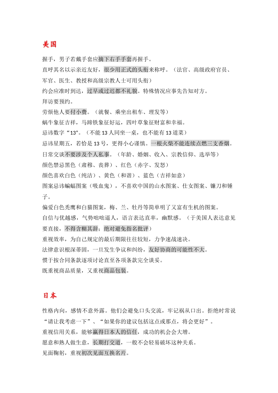 各国风俗习惯差异_第1页