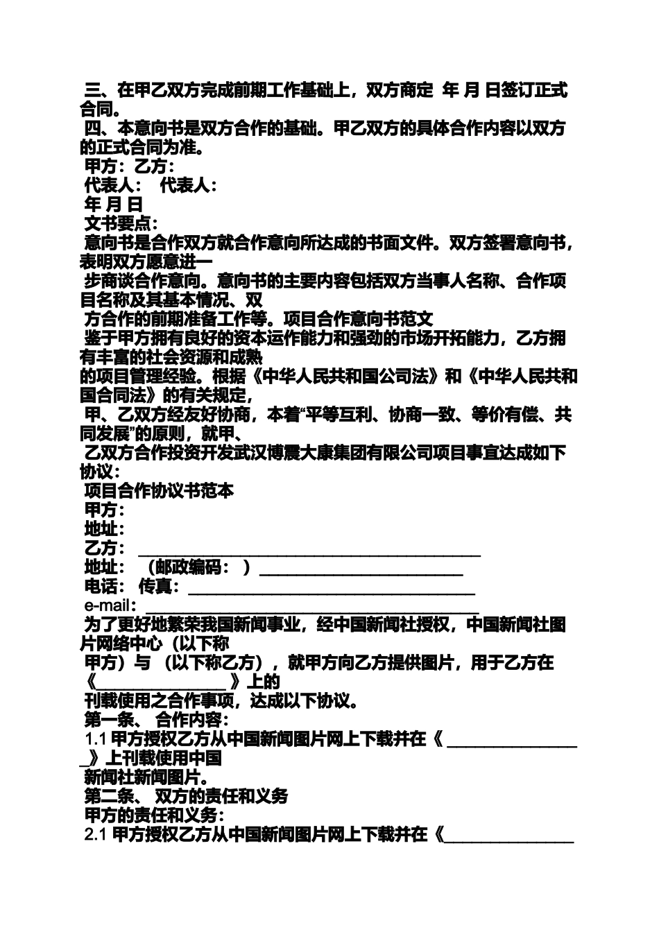 合作意向书范文_第3页