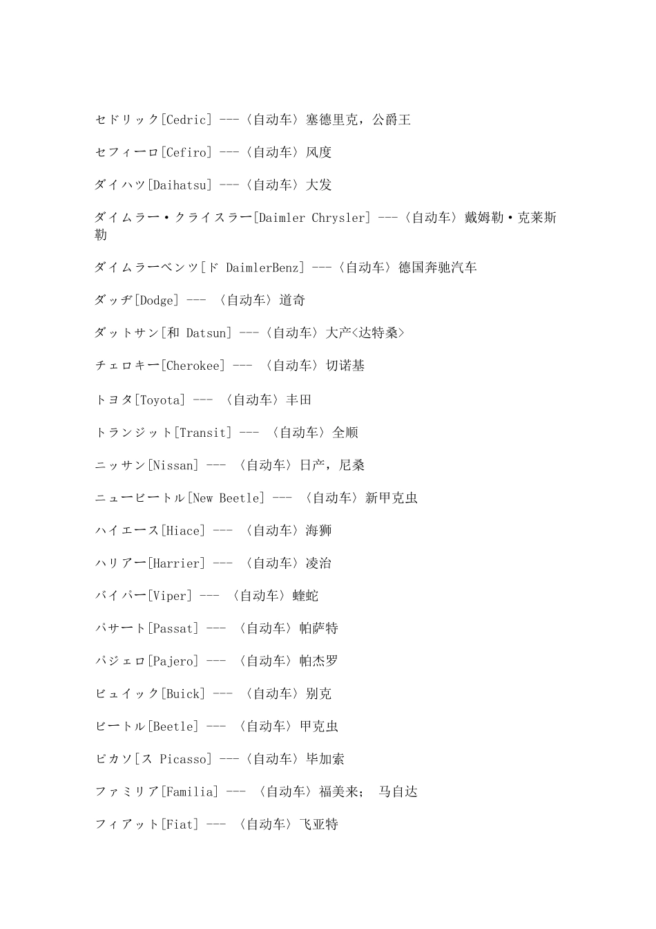 各种汽车品牌的日语说法_第3页
