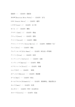 各种汽车品牌的日语说法