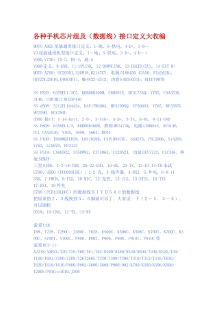 各种手机芯片组及(数据线)接口定义大收编