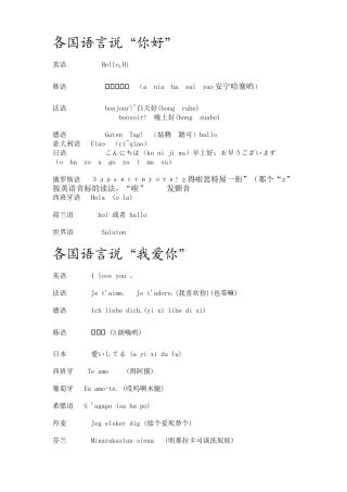 各国语言说“你好”