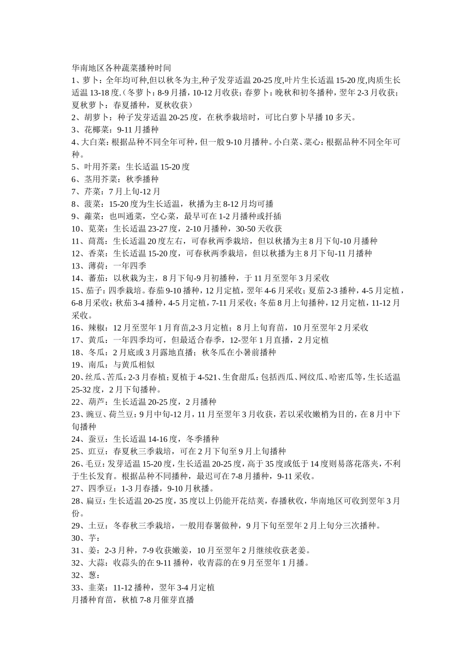各种蔬菜播种时间_第1页
