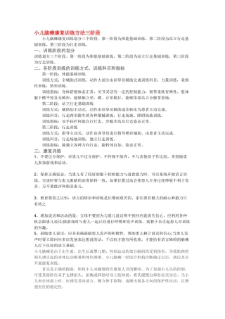 各类儿童脑瘫运动康复训练方法