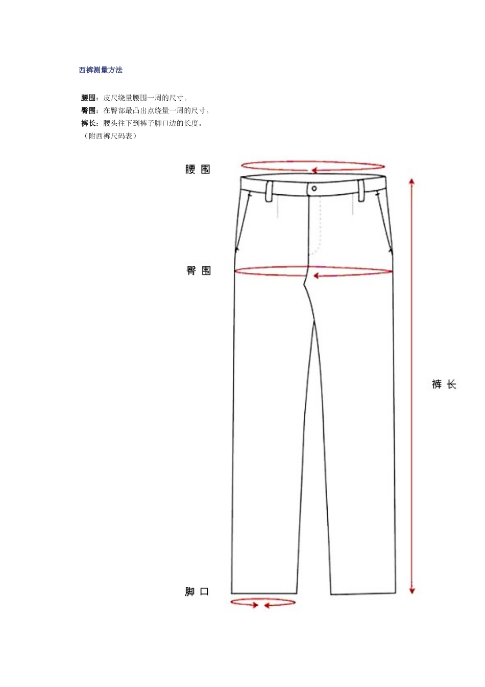 各类服装尺寸测量标准_第1页