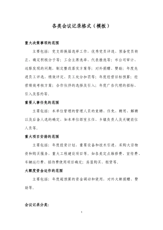 各类会议记录格式(参考模板)