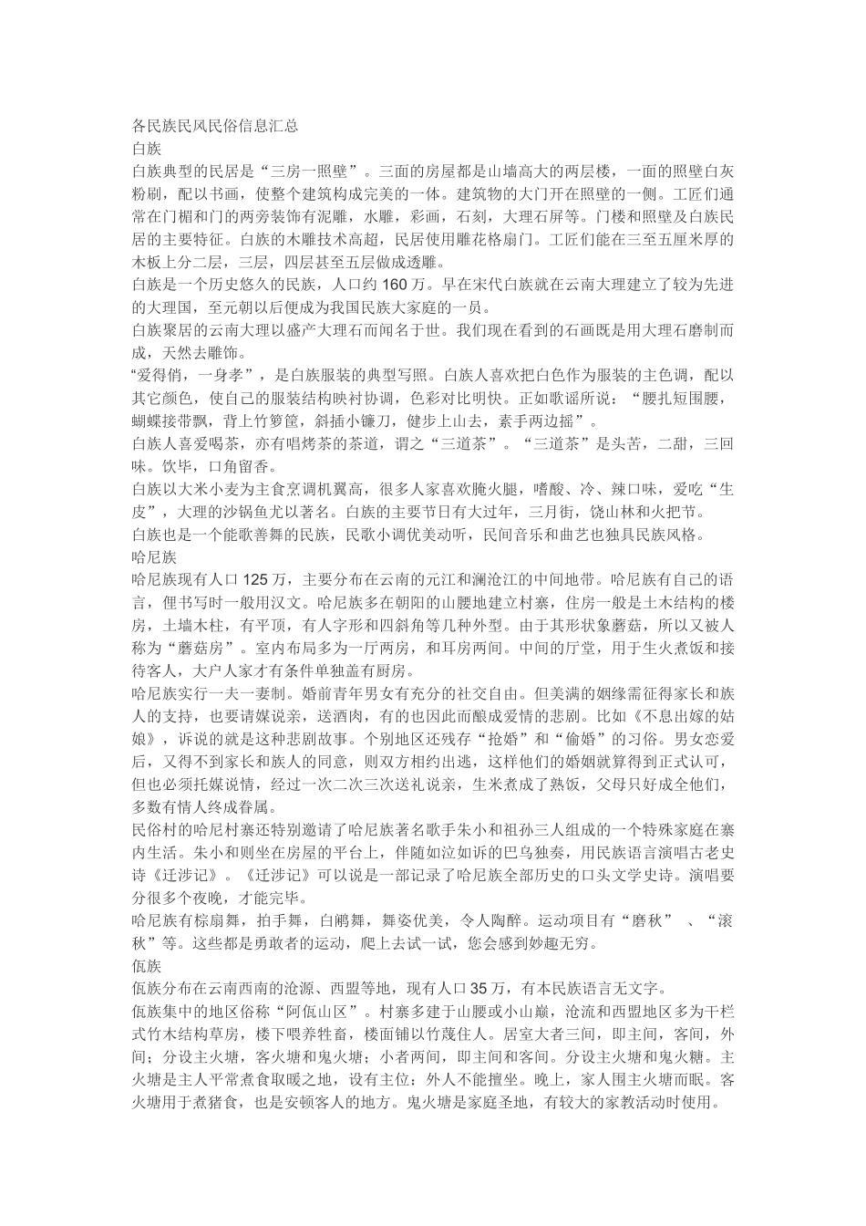 各民族民风民俗信息汇总_第1页