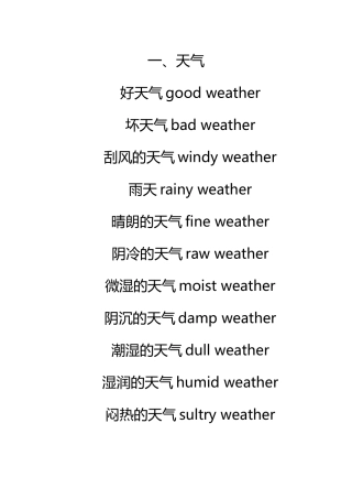 各种天气和气候的英语表达法