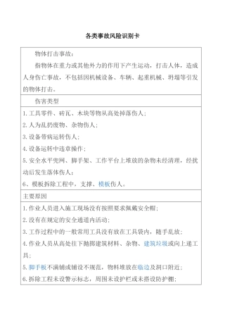 各类事故风险识别卡