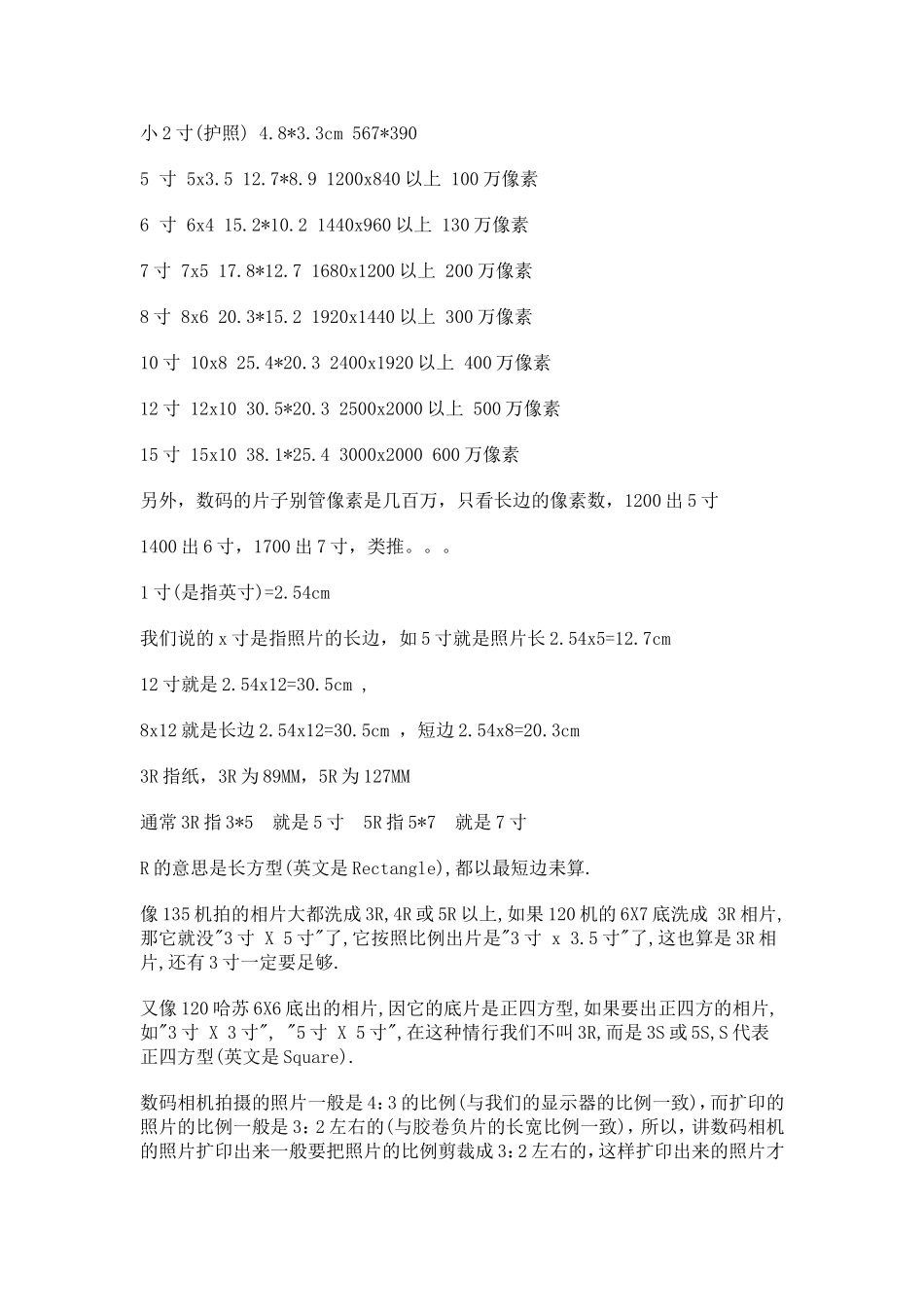 各种照片尺寸_第2页