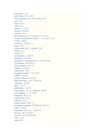 各种职业名称