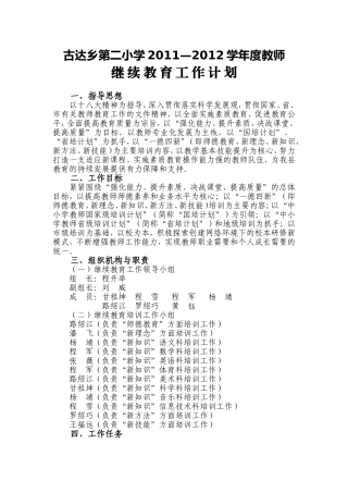 古达二小2011—2012学年度小继教培训计划