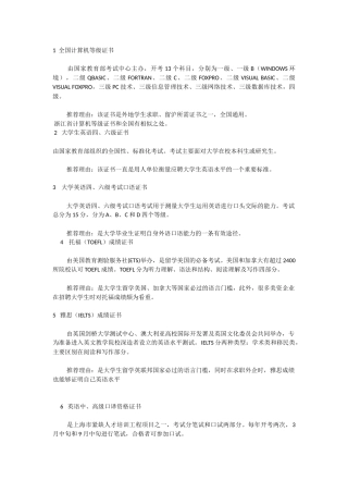 各类证书及考试时间